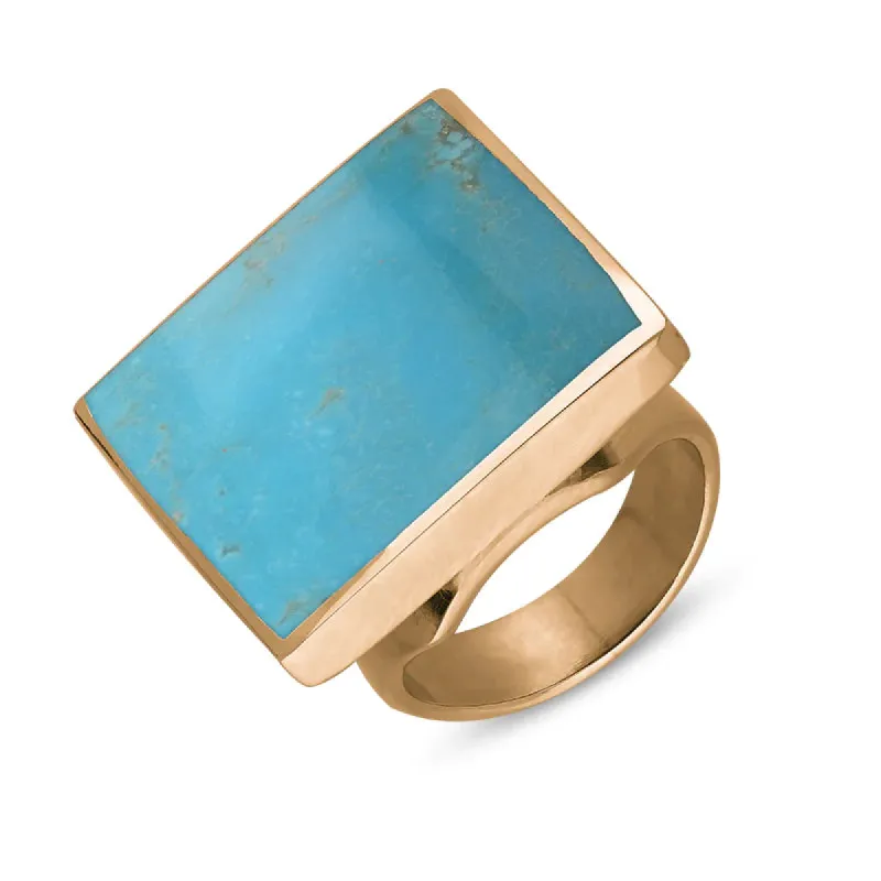 18ct Rose Gold Turquoise Hallmark Medium Square Ring sold by C.W. Sellors