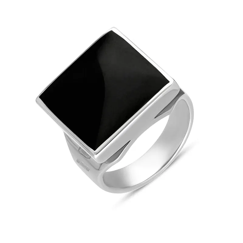Sterling Silver Whitby Jet Hallmark Small Square Ring sold by C.W. Sellors