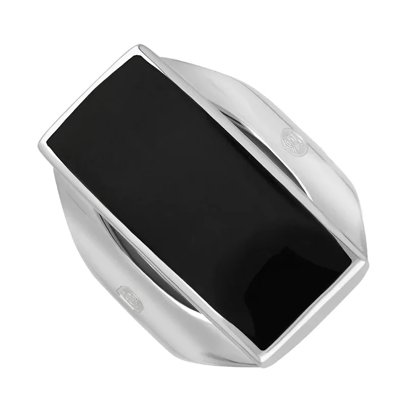 Sterling Silver Whitby Jet Hallmark Medium Oblong Ring sold by C.W. Sellors