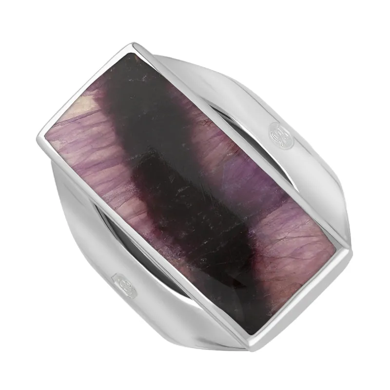 Sterling Silver Blue John Hallmark Medium Oblong Ring sold by C.W. Sellors