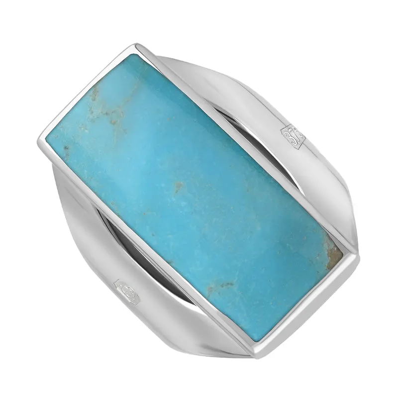 9ct White Gold Turquoise Hallmark Medium Oblong Ring sold by C.W. Sellors
