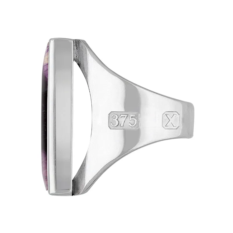 9ct White Gold Blue John Hallmark Medium Oblong Ring sold by C.W. Sellors product image thumbnail 3