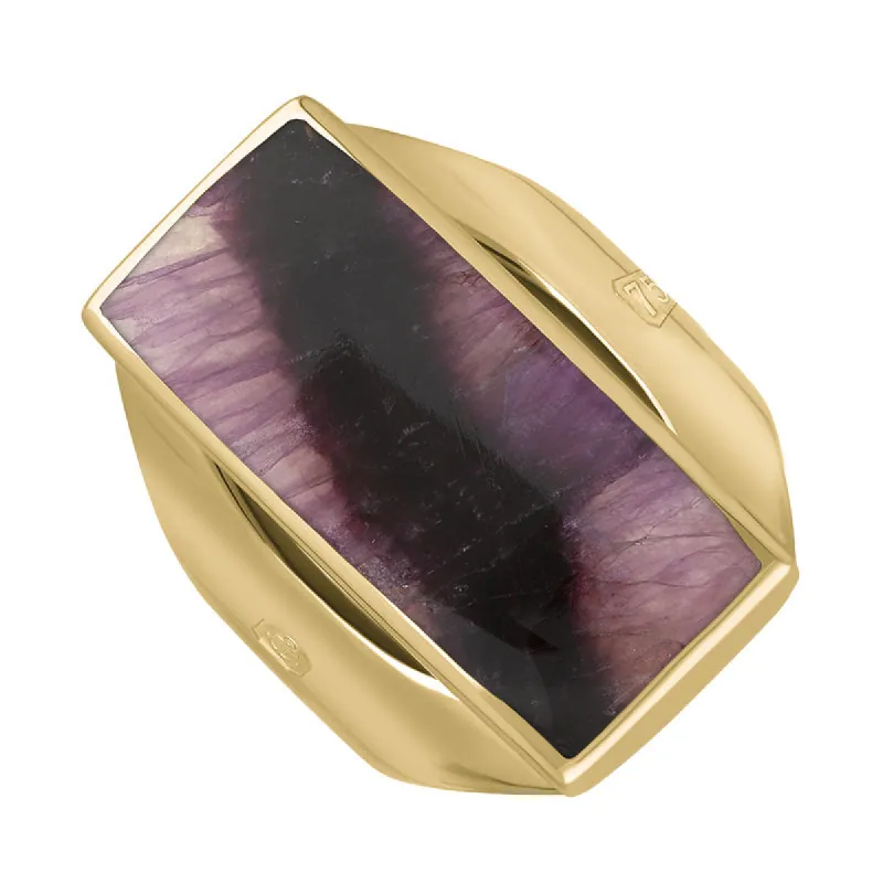 18ct Yellow Gold Blue John Hallmark Medium Oblong Ring sold by C.W. Sellors