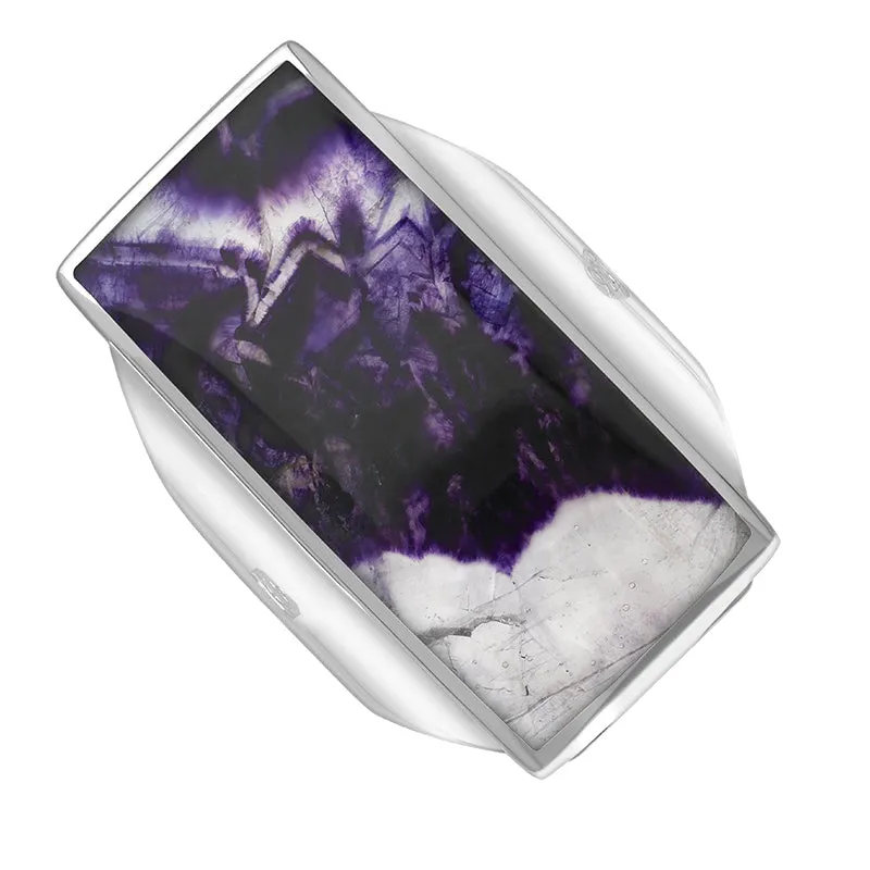 Sterling Silver Blue John Hallmark Large Oblong Ring sold by C.W. Sellors