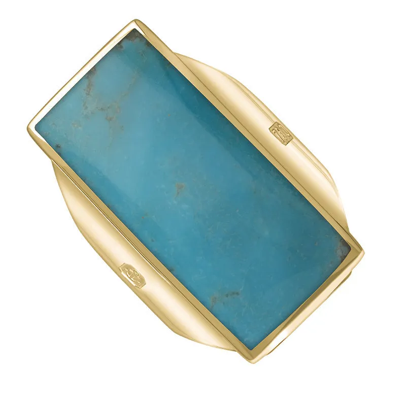 18ct Yellow Gold Turquoise Hallmark Large Oblong Ring sold by C.W. Sellors