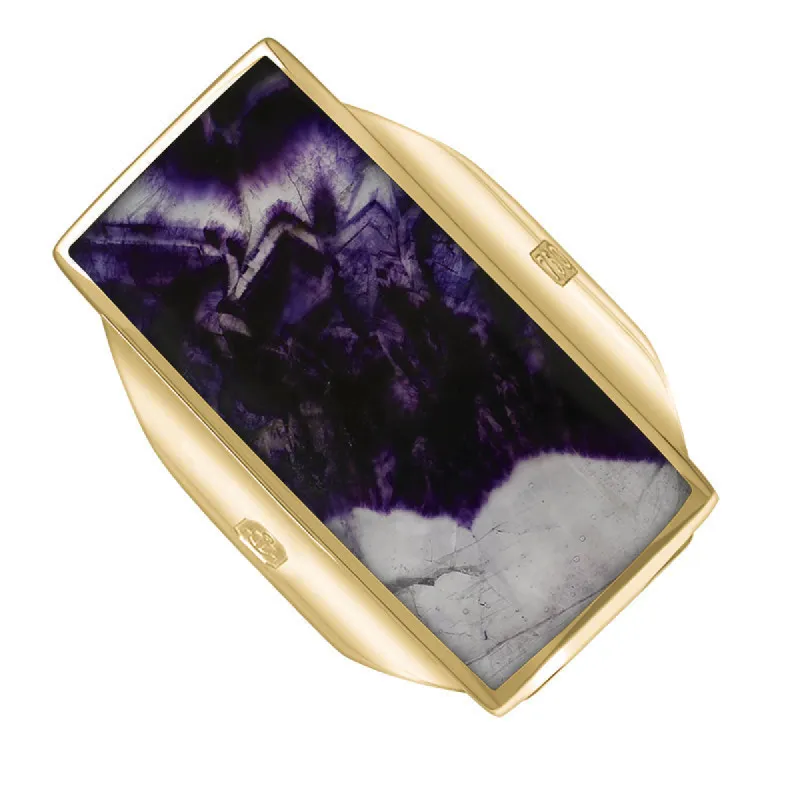 18ct Yellow Gold Blue John Hallmark Large Oblong Ring sold by C.W. Sellors