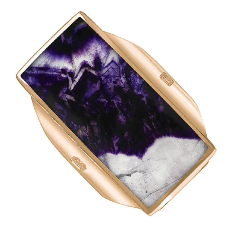 18ct Rose Gold Blue John Hallmark Large Oblong Ring sold by C.W. Sellors
