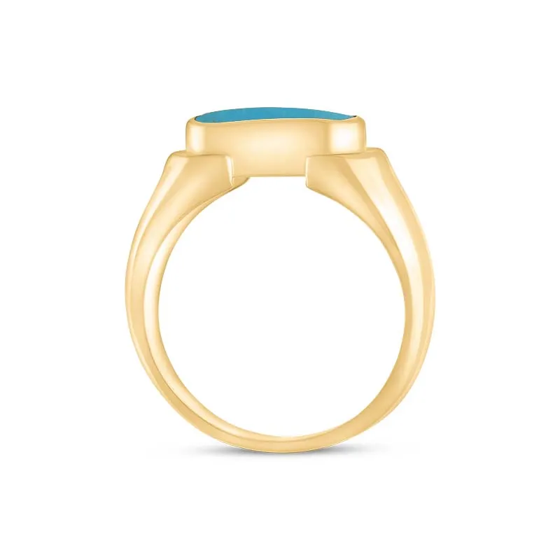 9ct Yellow Gold Turquoise Oval Dodgem Ring sold by C.W. Sellors product image thumbnail 2