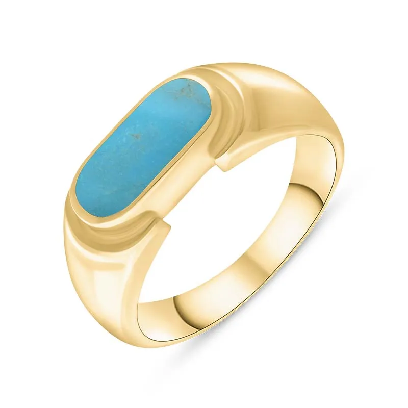 9ct Yellow Gold Turquoise Oval Dodgem Ring sold by C.W. Sellors