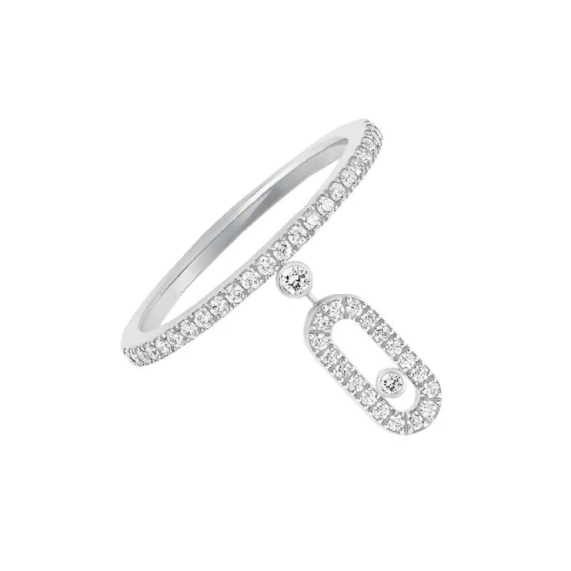 Messika Move Uno 18ct White Gold Diamond Pave Drop Ring sold by C.W. Sellors