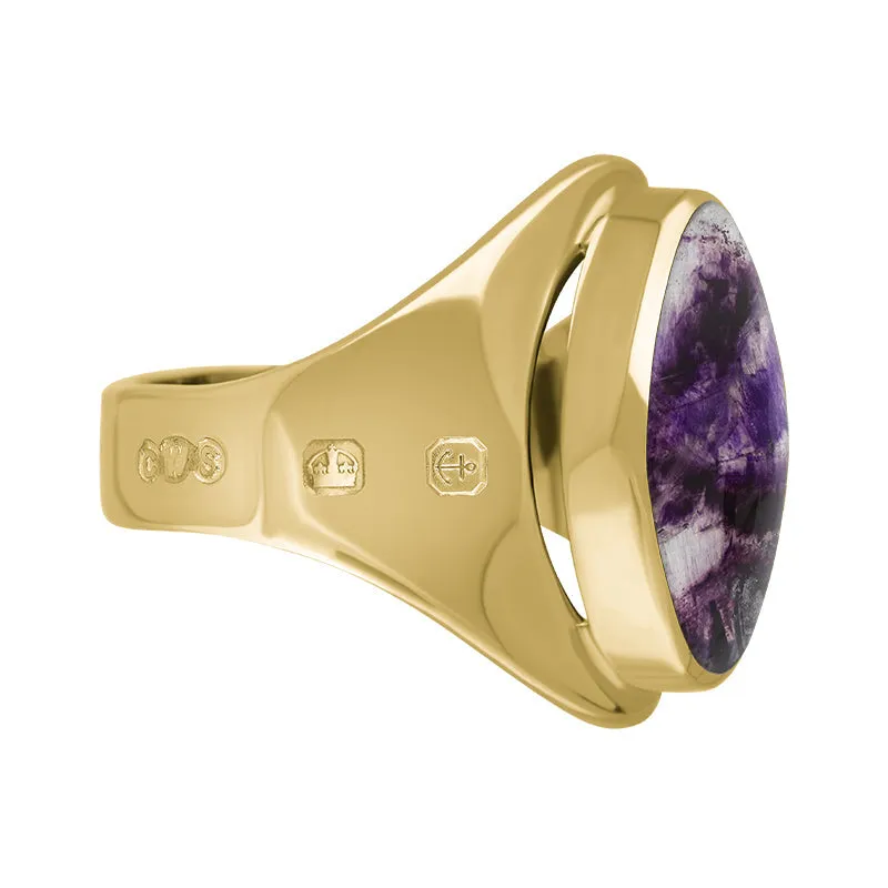 9ct Yellow Gold Blue John Hallmark Small Oval Ring sold by C.W. Sellors product image thumbnail 3