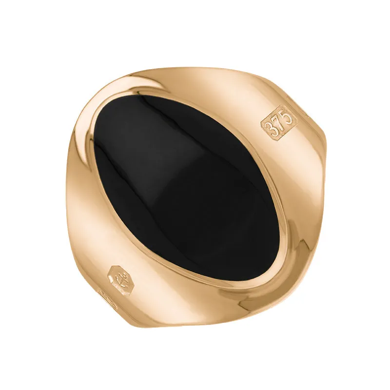 9ct Rose Gold Whitby Jet Hallmark Small Oval Ring sold by C.W. Sellors