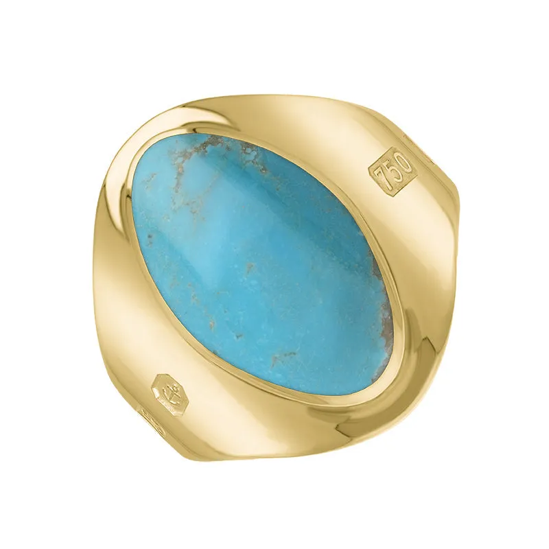 18ct Yellow Gold Turquoise Hallmark Small Oval Ring sold by C.W. Sellors