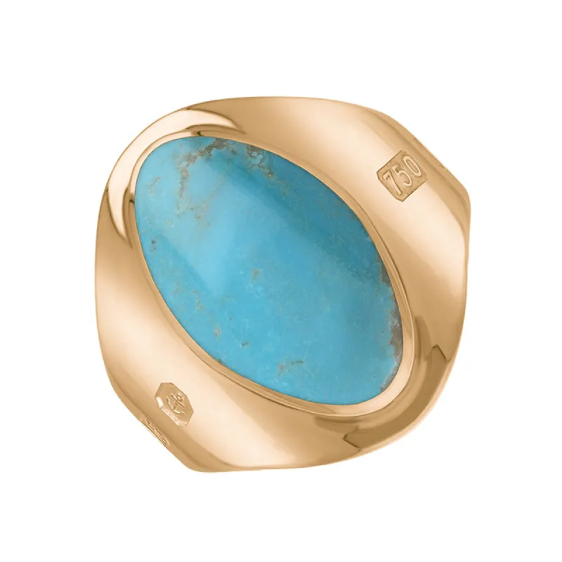 18ct Rose Gold Turquoise Hallmark Small Oval Ring sold by C.W. Sellors
