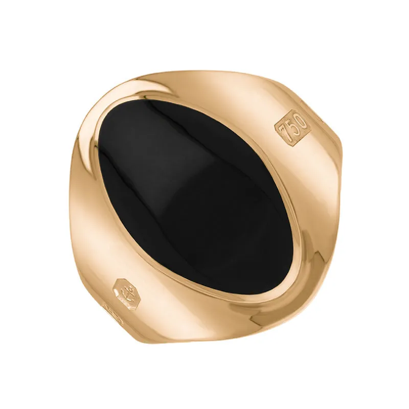 18ct Rose Gold Whitby Jet Hallmark Small Oval Ring sold by C.W. Sellors