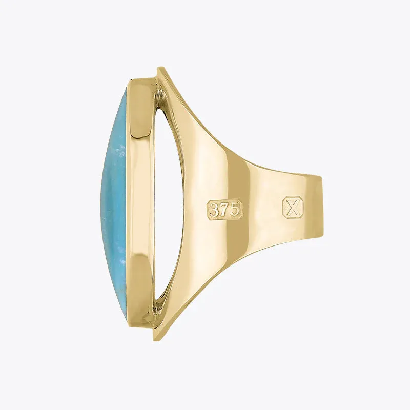 9ct Yellow Gold Turquoise Hallmark Large Oval Ring sold by C.W. Sellors product image thumbnail 2