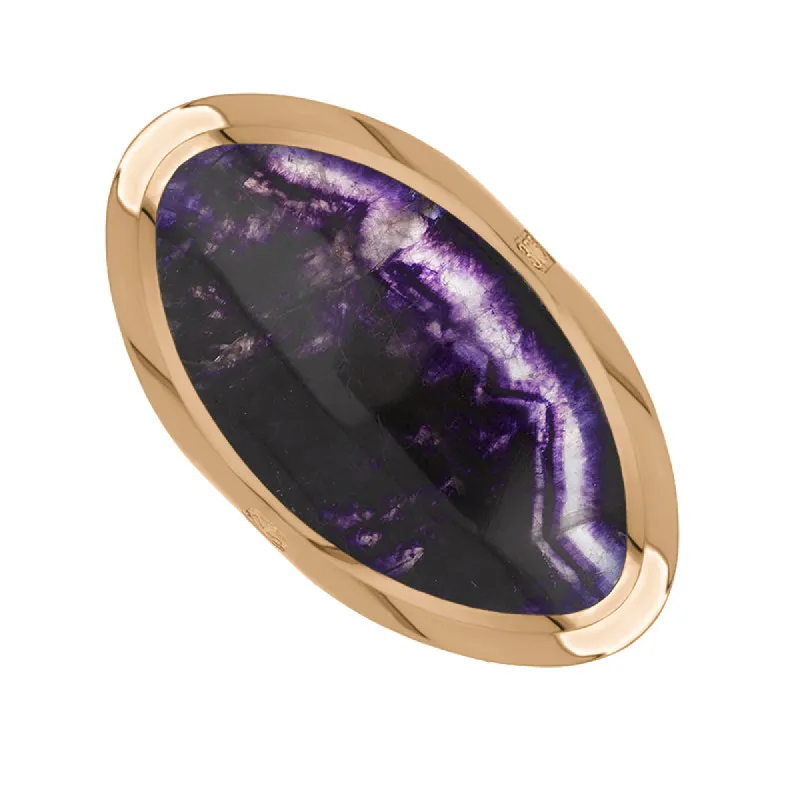 9ct Rose Gold Blue John Hallmark Large Oval Ring sold by C.W. Sellors
