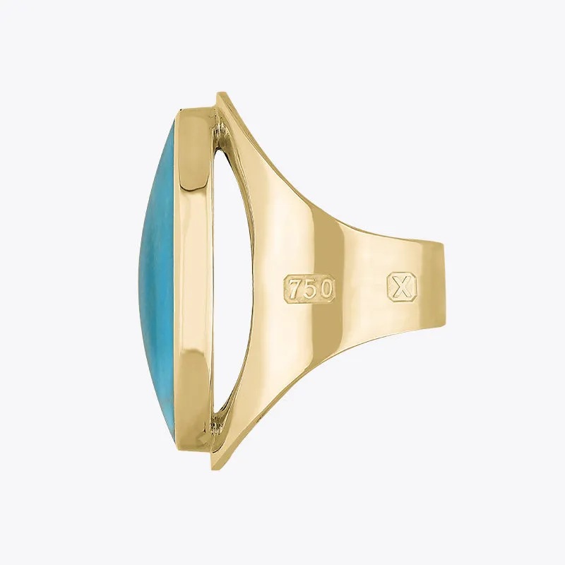 18ct Yellow Gold Turquoise Hallmark Large Oval Ring sold by C.W. Sellors product image thumbnail 2