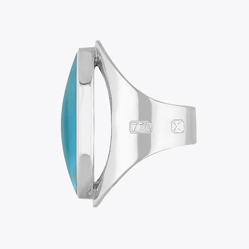 18ct White Gold Turquoise Hallmark Large Oval Ring sold by C.W. Sellors product image thumbnail 2