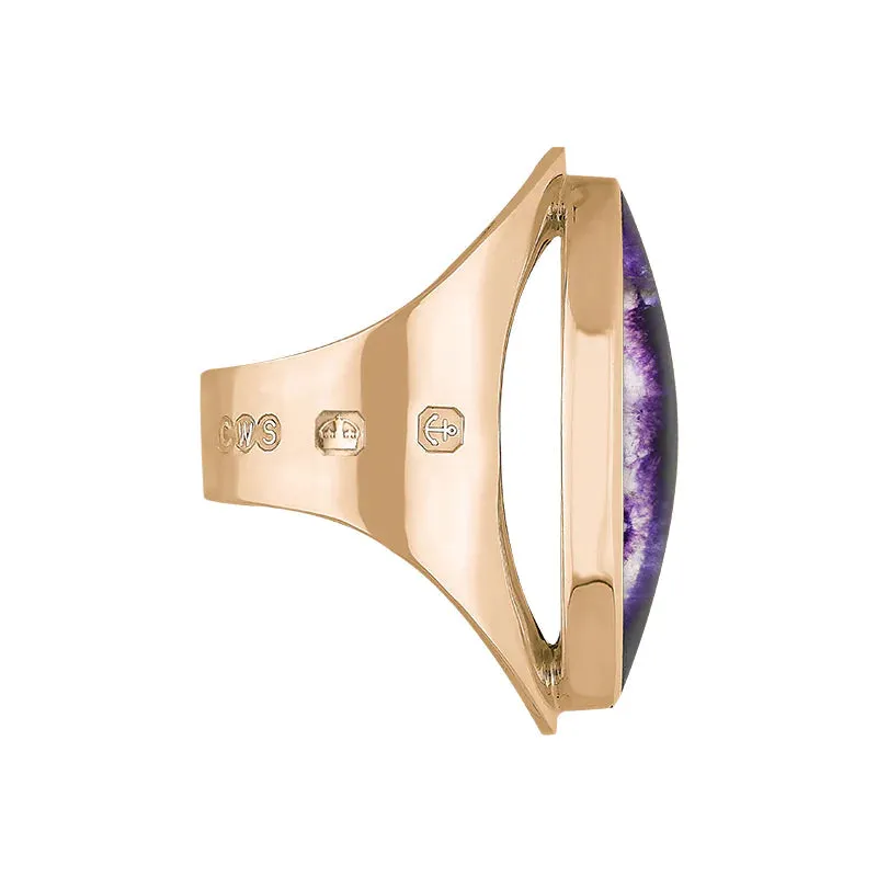 18ct Rose Gold Blue John Hallmark Large Oval Ring sold by C.W. Sellors product image thumbnail 3