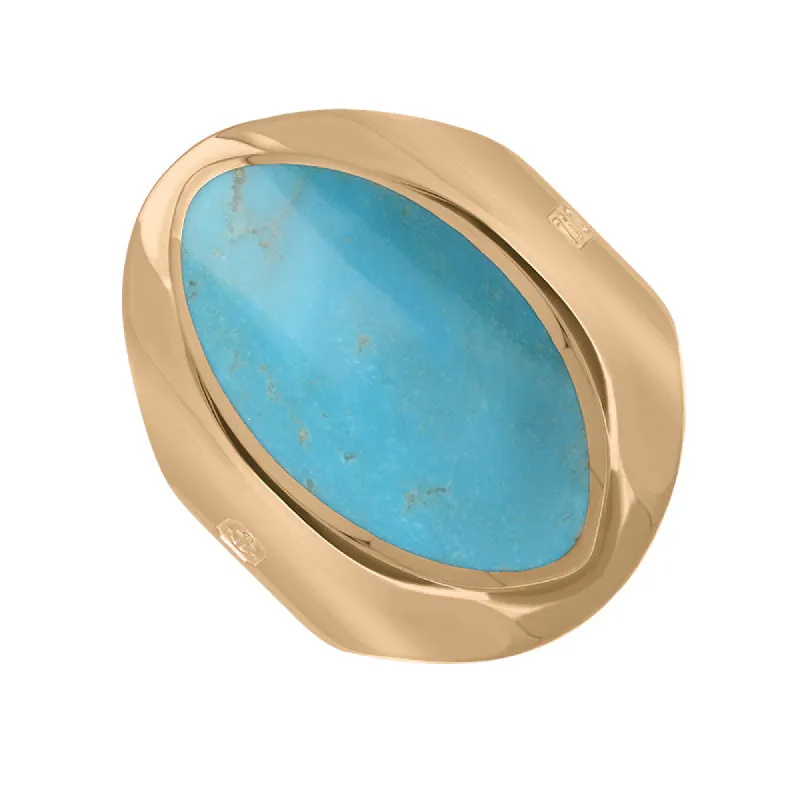 18ct Rose Gold Turquoise Hallmark Medium Oval Ring sold by C.W. Sellors