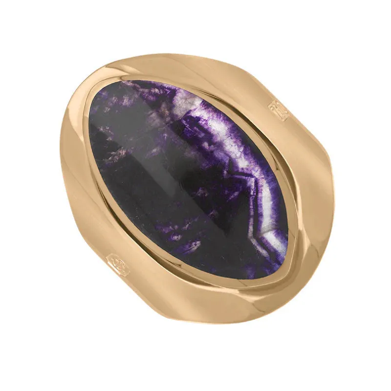 18ct Rose Gold Blue John Hallmark Medium Oval Ring sold by C.W. Sellors
