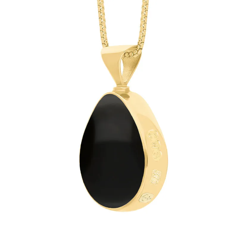 9ct Yellow Gold Whitby Jet Mother of Pearl Hallmark Double Sided Pear-shaped Necklace sold by C.W. Sellors product image thumbnail 4
