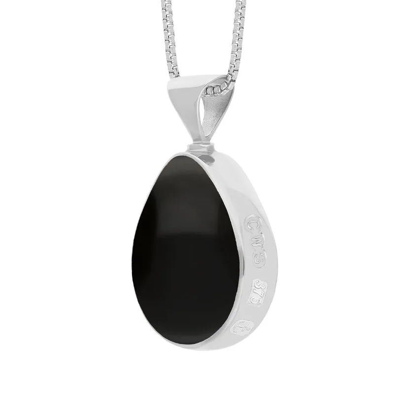 9ct White Gold Whitby Jet Mother of Pearl Hallmark Double Sided Pear-shaped Necklace sold by C.W. Sellors product image thumbnail 4