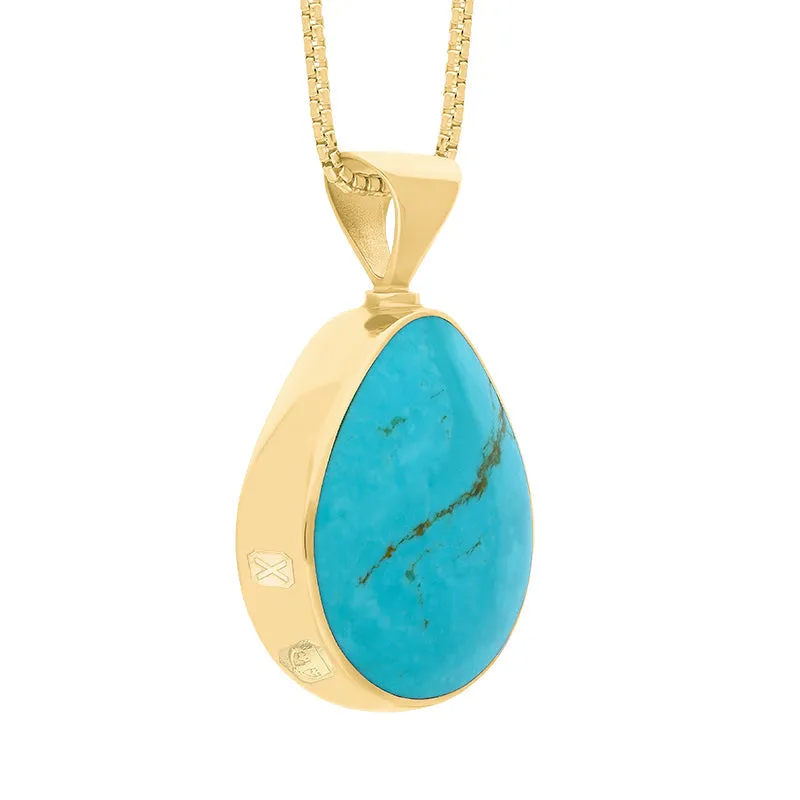 18ct Yellow Gold Whitby Jet Turquoise Hallmark Double Sided Pear-shaped Necklace sold by C.W. Sellors product image thumbnail 3