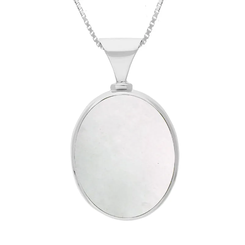 Sterling Silver Whitby Jet Mother of Pearl Hallmark Double Sided Oval Necklace sold by C.W. Sellors product image thumbnail 2