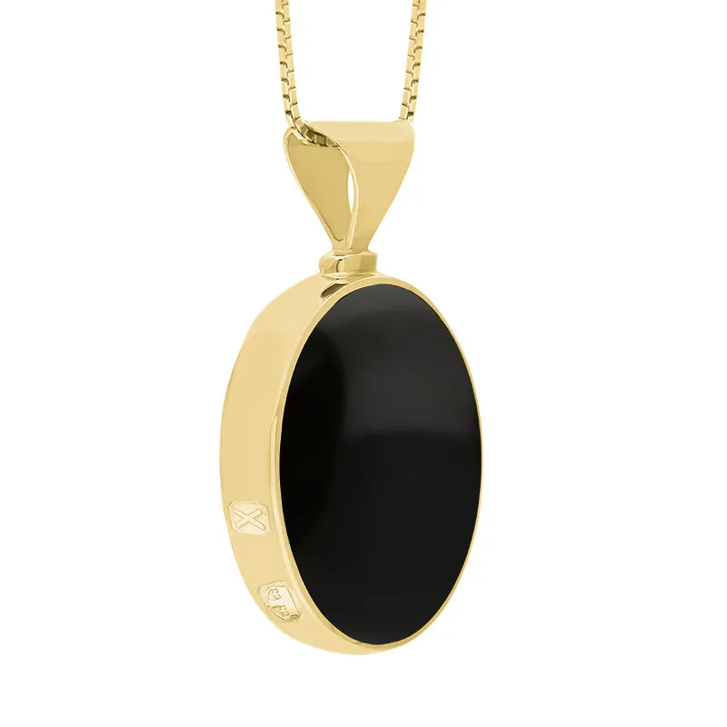 18ct Yellow Gold Whitby Jet Malachite Hallmark Double Sided Oval Necklace sold by C.W. Sellors product image thumbnail 3
