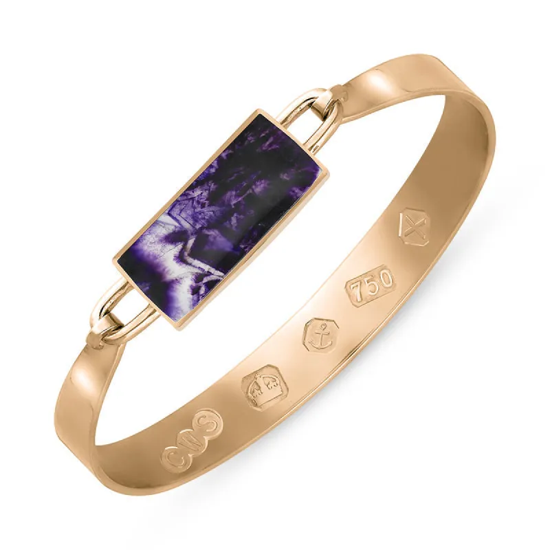 18ct Rose Gold Blue John Hallmark Wide Oblong Bangle sold by C.W. Sellors