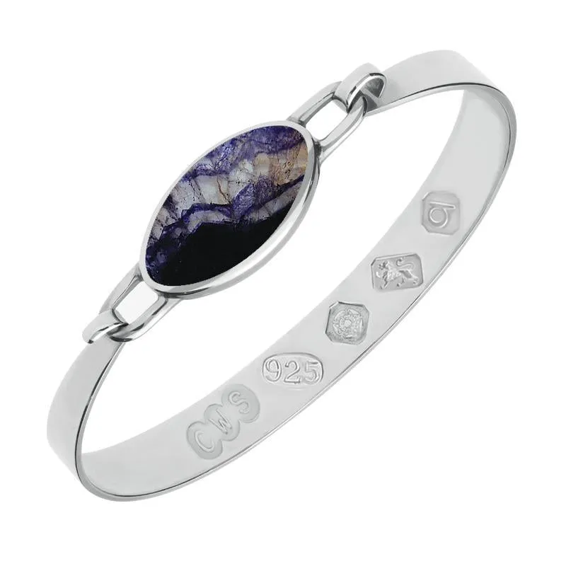 Sterling Silver Blue John Hallmark Wide Oval Bangle sold by C.W. Sellors