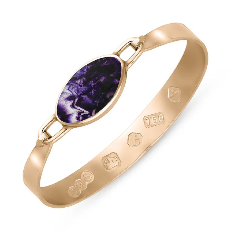 18ct Rose Gold Blue John Hallmark Wide Oval Bangle sold by C.W. Sellors