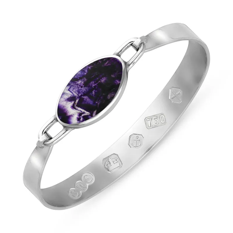 18ct White Gold Blue John Hallmark Wide Oval Bangle sold by C.W. Sellors