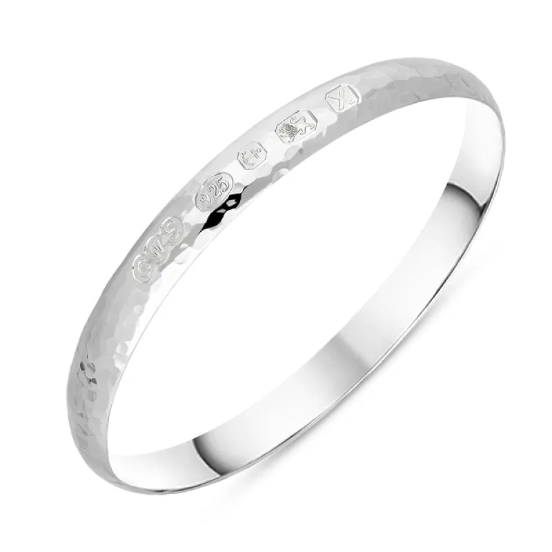 Sterling Silver Hallmark 8mm Hammered Bangle sold by C.W. Sellors