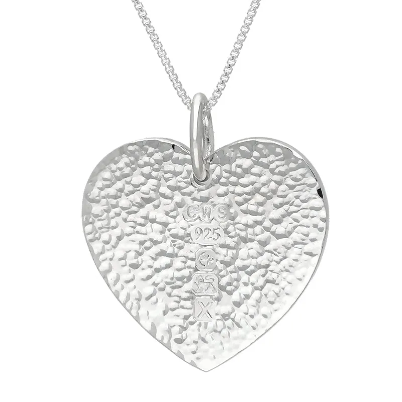 Sterling Silver Hallmark Hammered Heart Large Pendant Necklace sold by C.W. Sellors