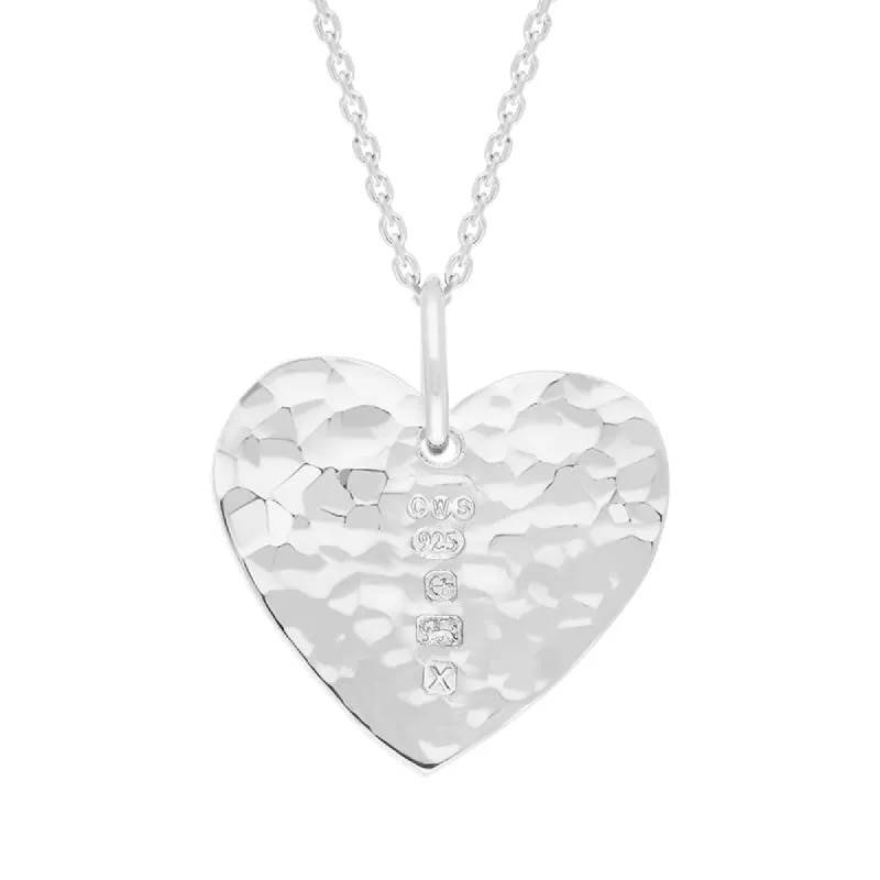 Sterling Silver Hallmark Hammered Heart Small Pendant Necklace sold by C.W. Sellors
