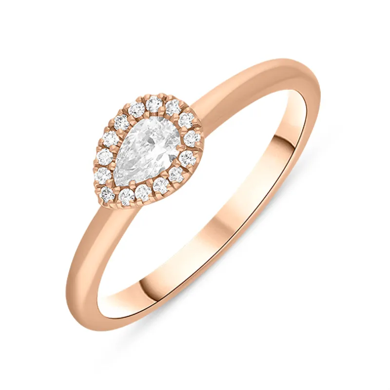 18ct Rose Gold 0.25ct Diamond Pear Cut Cluster Ring sold by C.W. Sellors