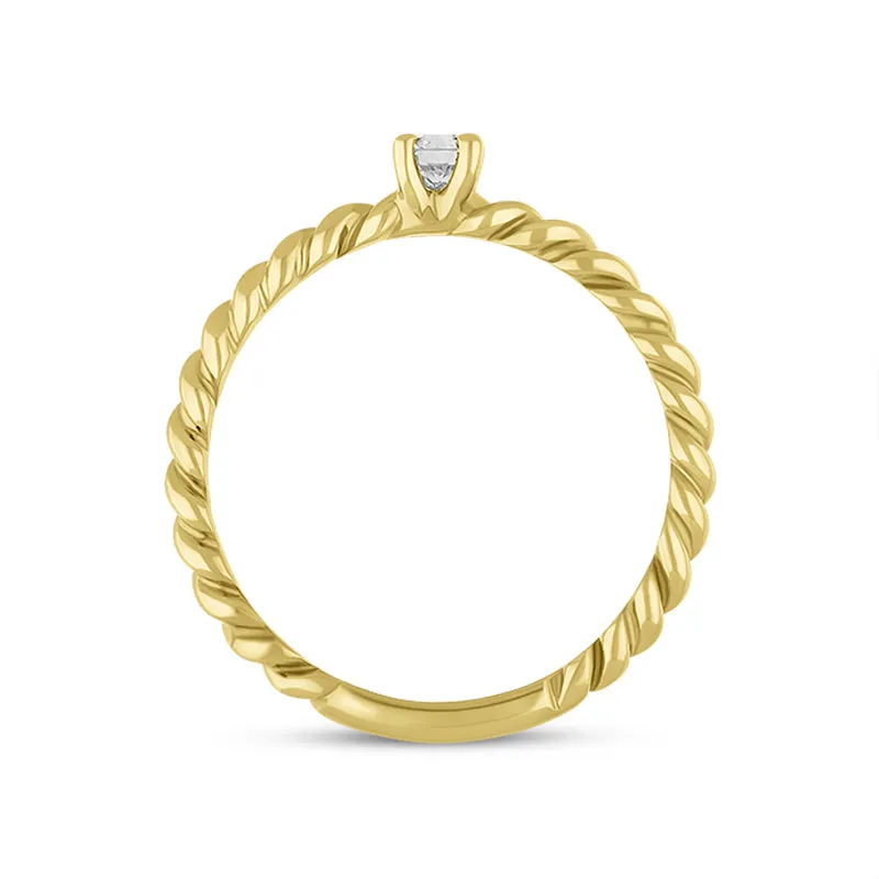 18ct Yellow Gold 0.15ct Diamond Twisted Stacking Solitaire Ring sold by C.W. Sellors product image thumbnail 3