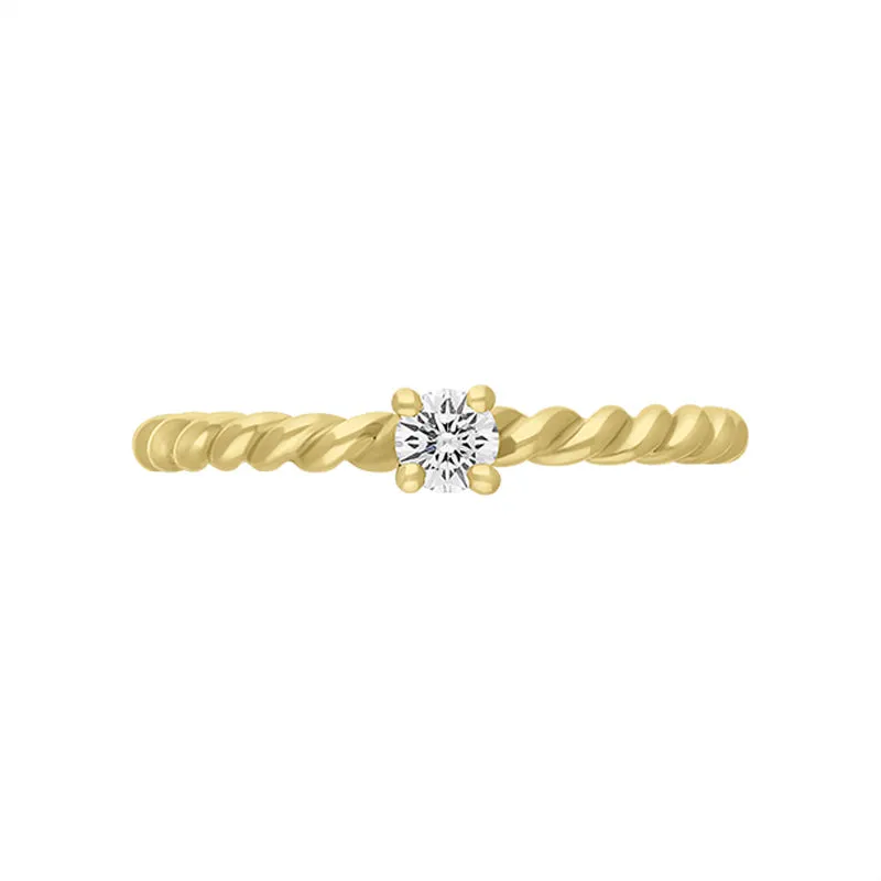 18ct Yellow Gold 0.15ct Diamond Twisted Stacking Solitaire Ring sold by C.W. Sellors product image thumbnail 2