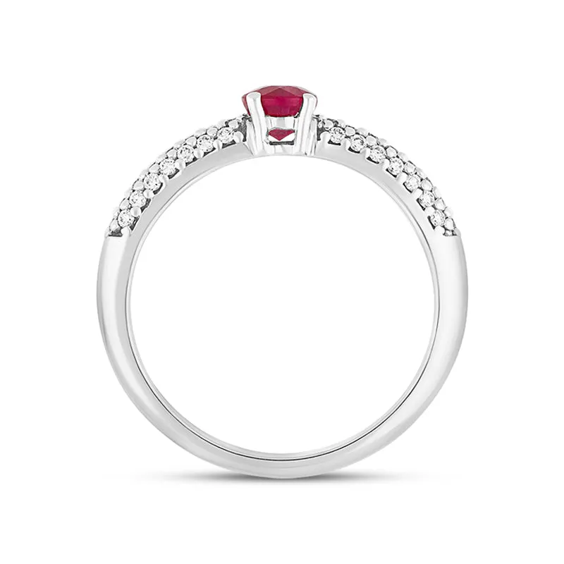 18ct White Gold Ruby Diamond Shoulder Set Ring sold by C.W. Sellors product image thumbnail 3