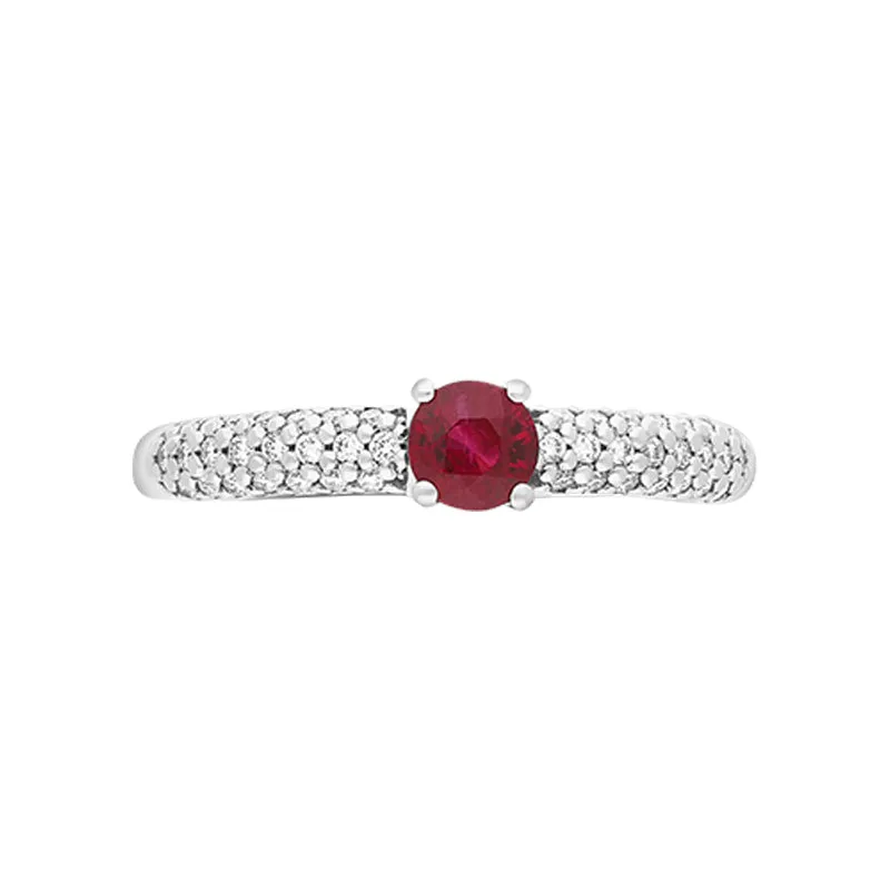 18ct White Gold Ruby Diamond Shoulder Set Ring sold by C.W. Sellors product image thumbnail 2