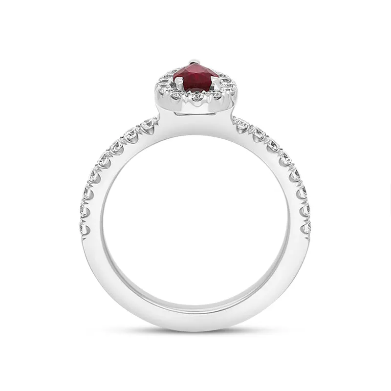 18ct White Gold Ruby Diamond Pear Cluster Shoulder Set Ring sold by C.W. Sellors product image thumbnail 3