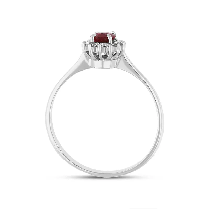 18ct White Gold Ruby Diamond Oval Cluster Ring sold by C.W. Sellors product image thumbnail 3