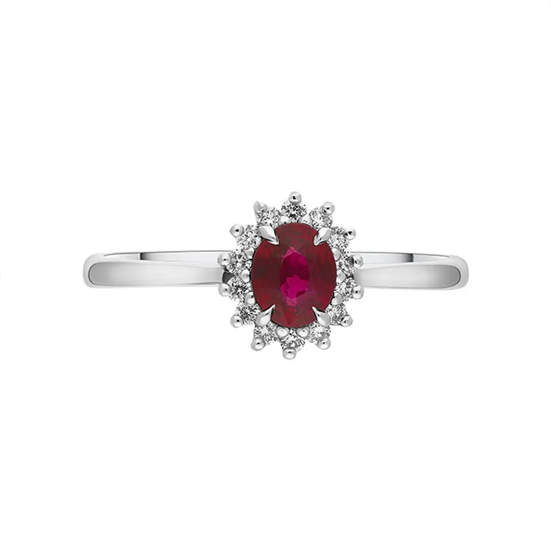 18ct White Gold Ruby Diamond Oval Cluster Ring sold by C.W. Sellors product image thumbnail 2