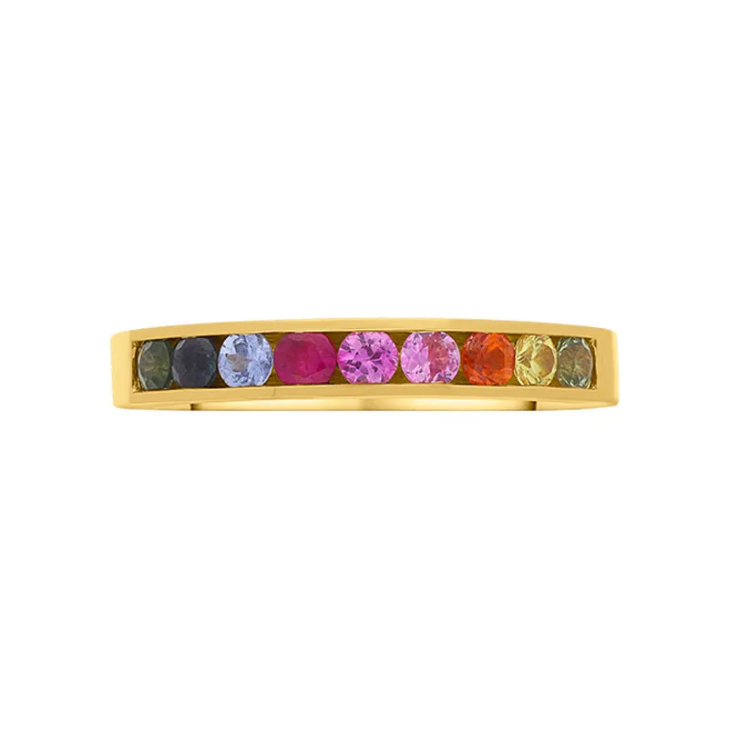 18ct Yellow Gold Sapphire Multicolour Rainbow Channel Set Half Eternity Ring sold by C.W. Sellors product image thumbnail 2