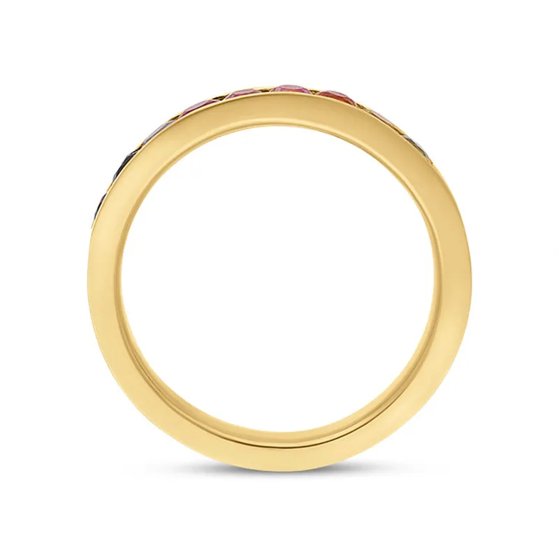 18ct Yellow Gold Sapphire Multicolour Rainbow Channel Set Half Eternity Ring sold by C.W. Sellors product image thumbnail 3