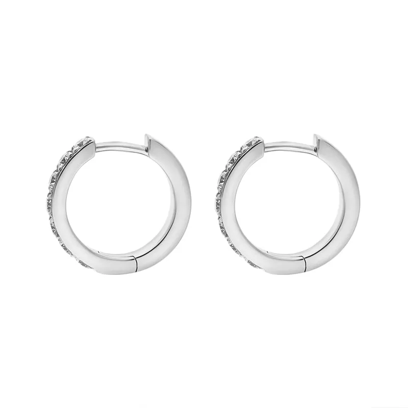 18ct White Gold Diamond 15mm Hoop Earrings sold by C.W. Sellors product image thumbnail 3