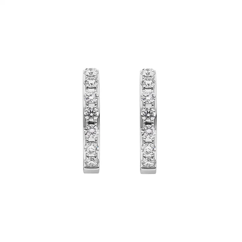 18ct White Gold Diamond 15mm Hoop Earrings sold by C.W. Sellors